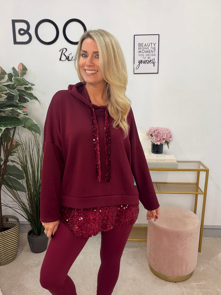 The PAULA scuba sequin hoodie top - 3 colours