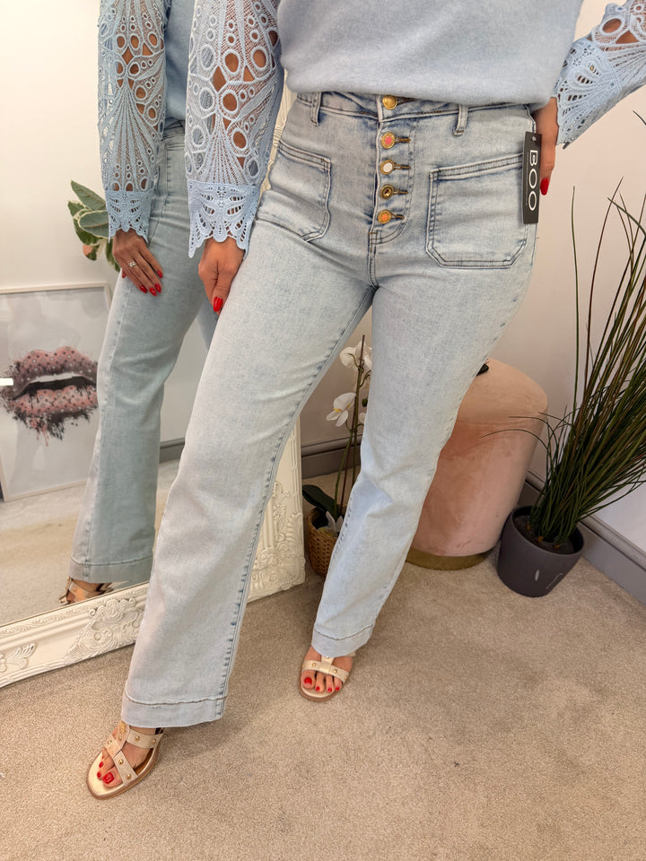 The FLO blue denim wide leg jeans - size 6 to 14