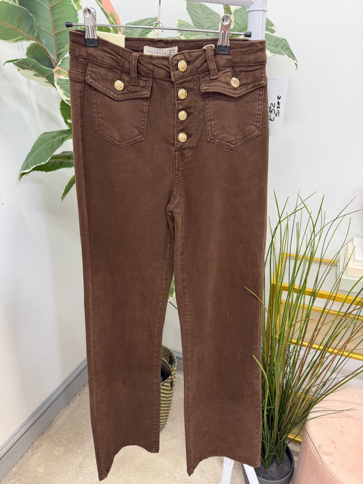 The HOLLY chocolate brown straight leg jeans