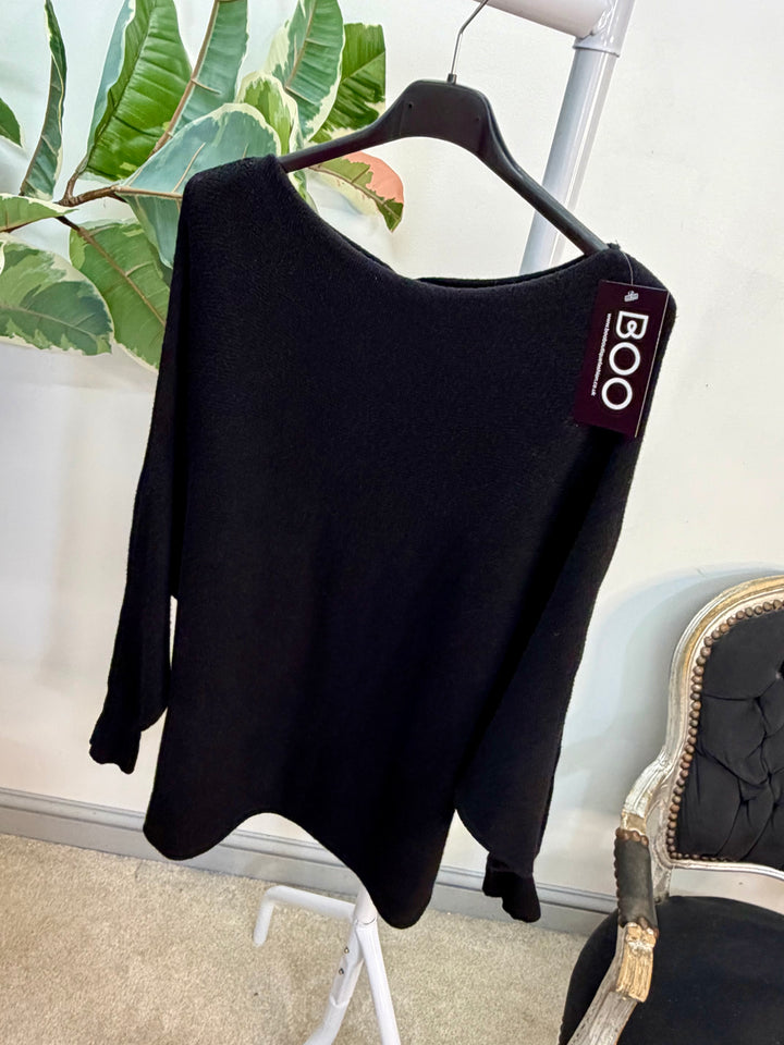 LADIES SOFT BATWING SLEEVE JUMPER - BLACK, NAVY, WHITE, BEIGE, PINK, BLUE, GREEN, LEMON