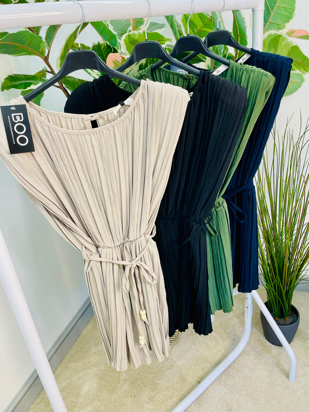 LADIES PLEATED SUMMER SHORTS PLAYSUIT - NAVY, BLACK, KHAKI & BEIGE