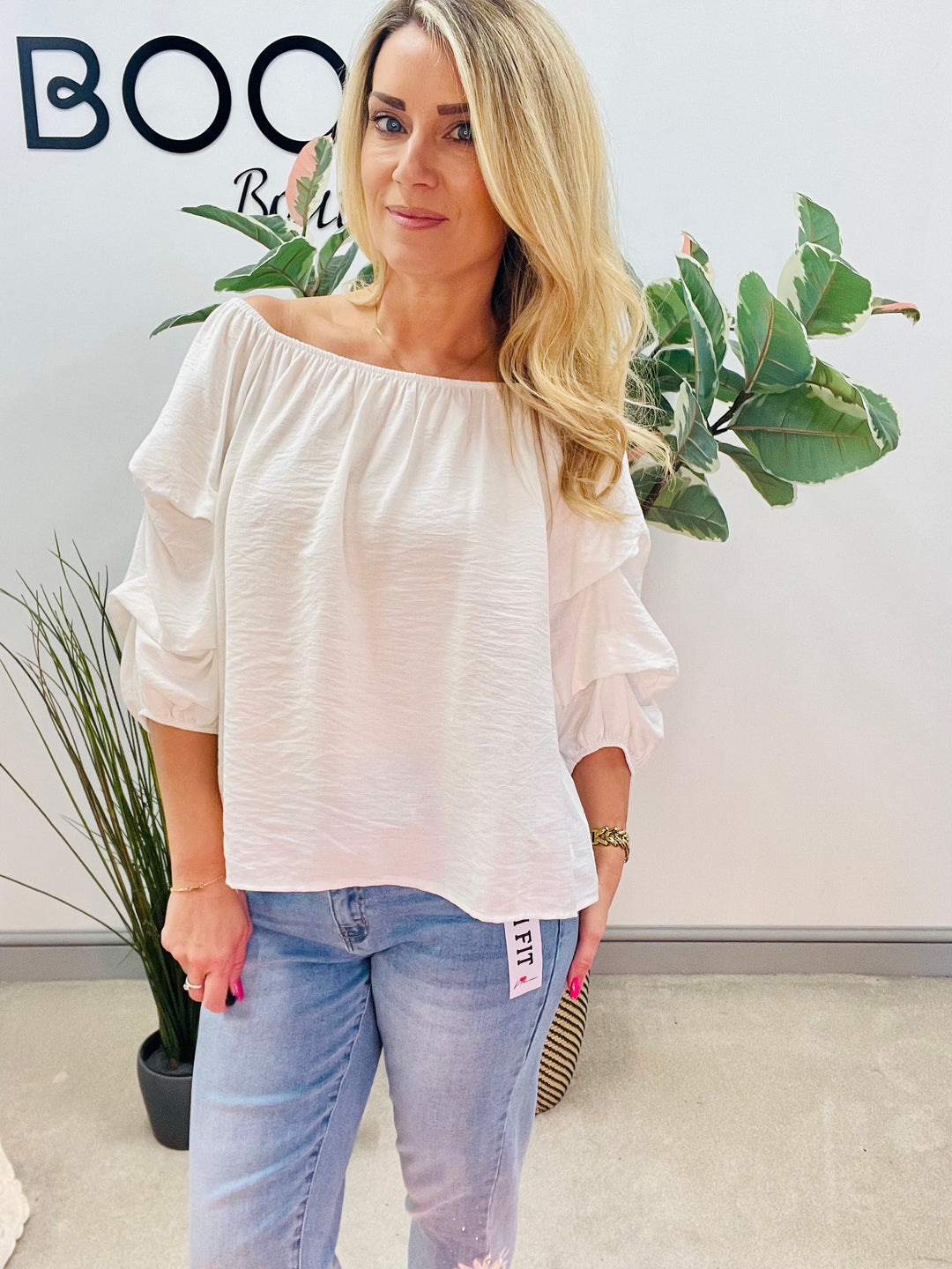 LADIES WOMENS BARDOT CASUAL PLAIN TOP BLOUSE IN BLACK, PINK, WHITE & BLUE