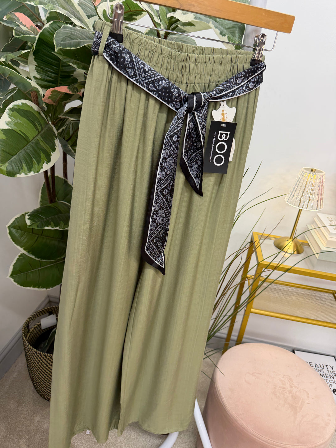 Ladies Wide Leg Trousers - Black, Pink, White, Khaki, Blue, Mocha, Beige