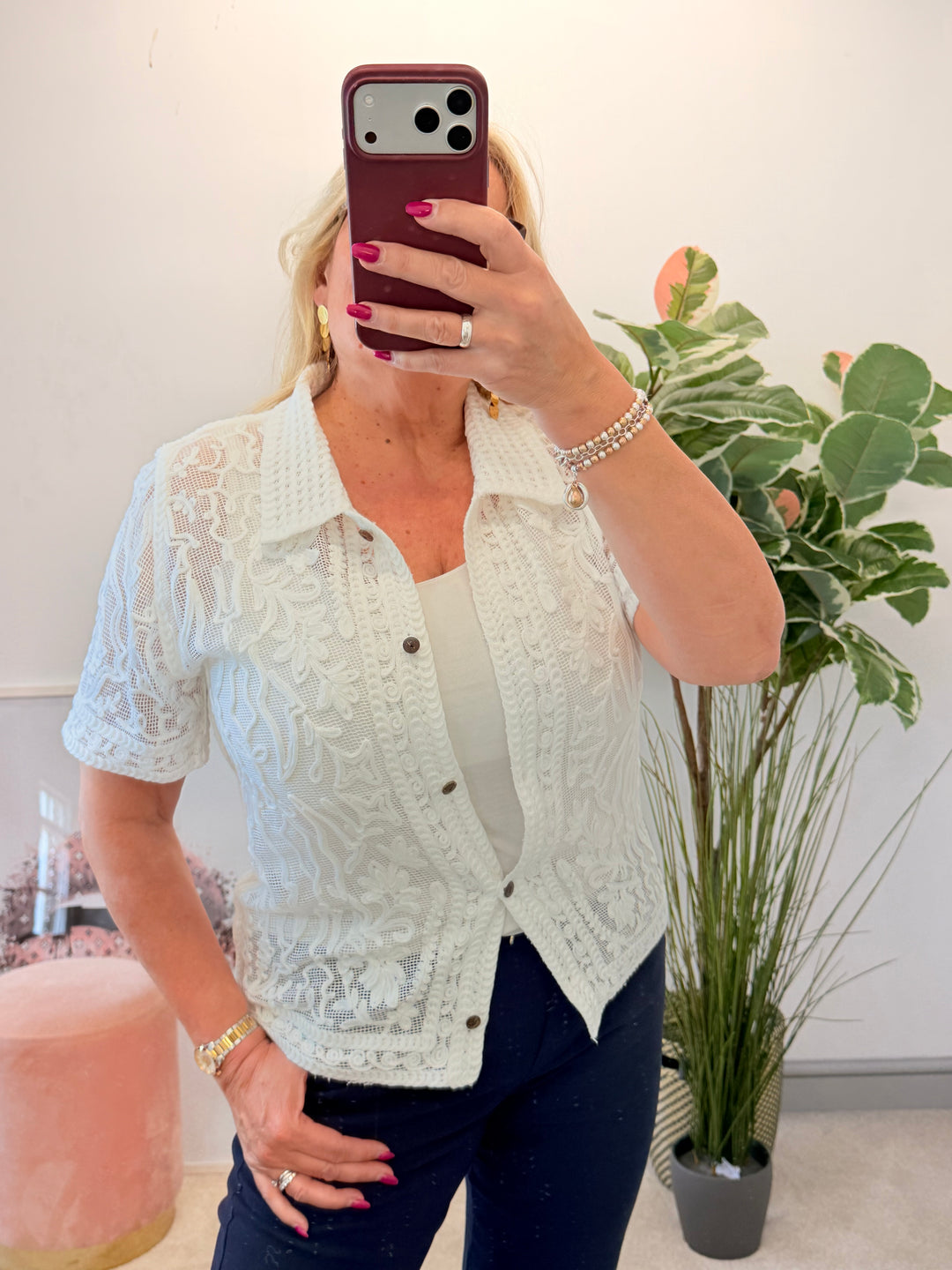 Ladies Lacy White Cardigan Top