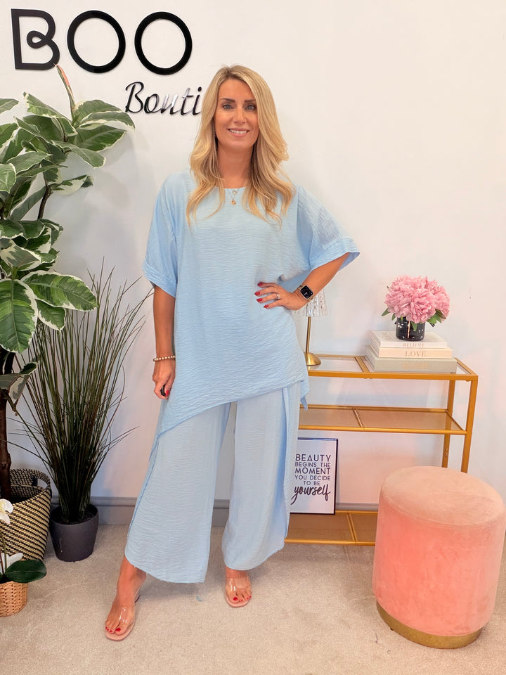 Ladies Harem Trouser Drape Top Co Ord - White, Coral, Khaki, Black & Blue