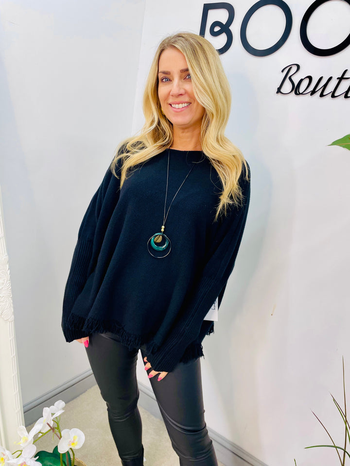 LADIES SOFT KNIT LOOSE FIT JUMPER - 11 COLOURS BLACK