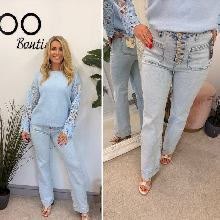 The FLO blue denim wide leg jeans - size 6 to 14