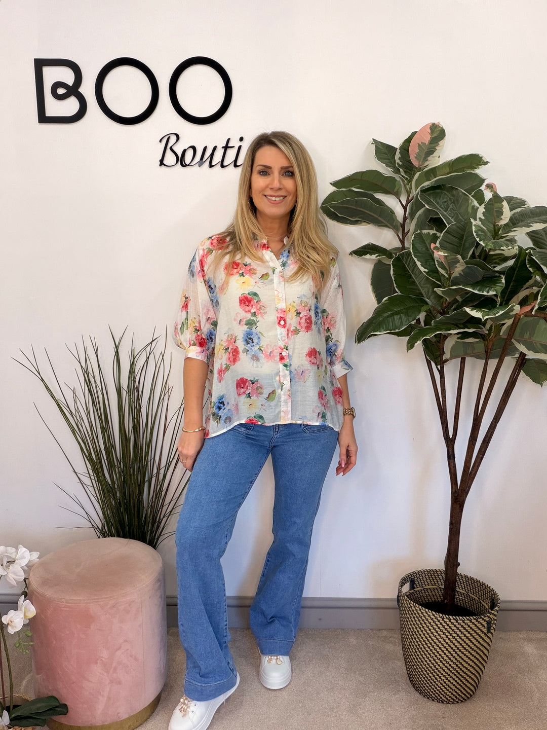 Ladies Fashion Pretty Floral Print Blouse Top