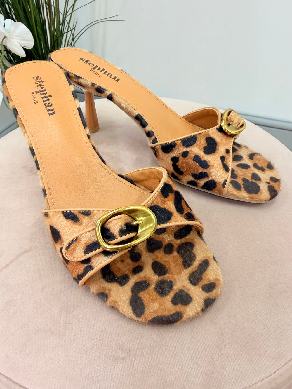 Ladies Fashion Leopard Print Mule Sandals