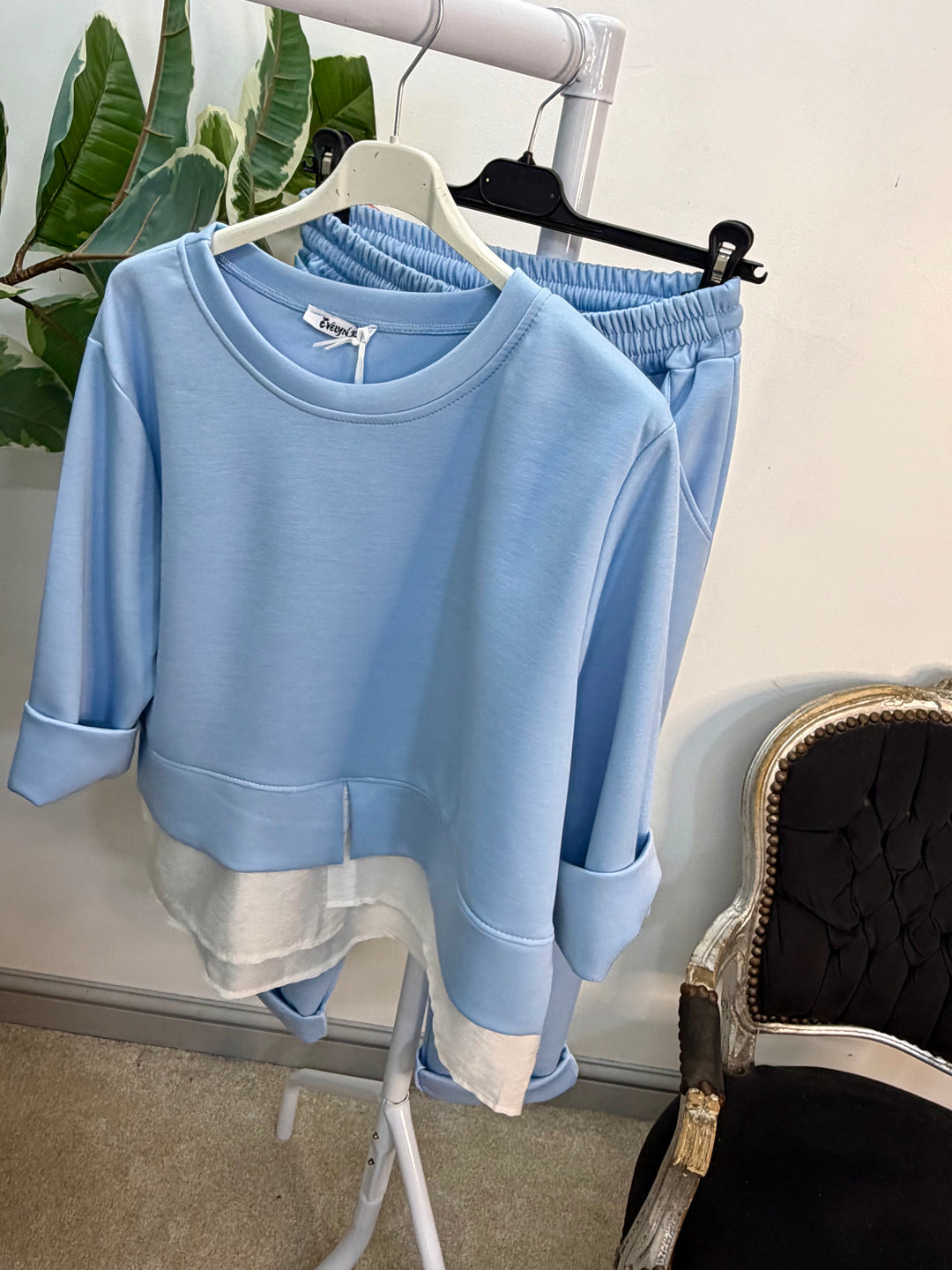 LADIES SCUBA TROUSER CO ORD SET - PINK, BLUE, BEIGE, BLACK, GREY