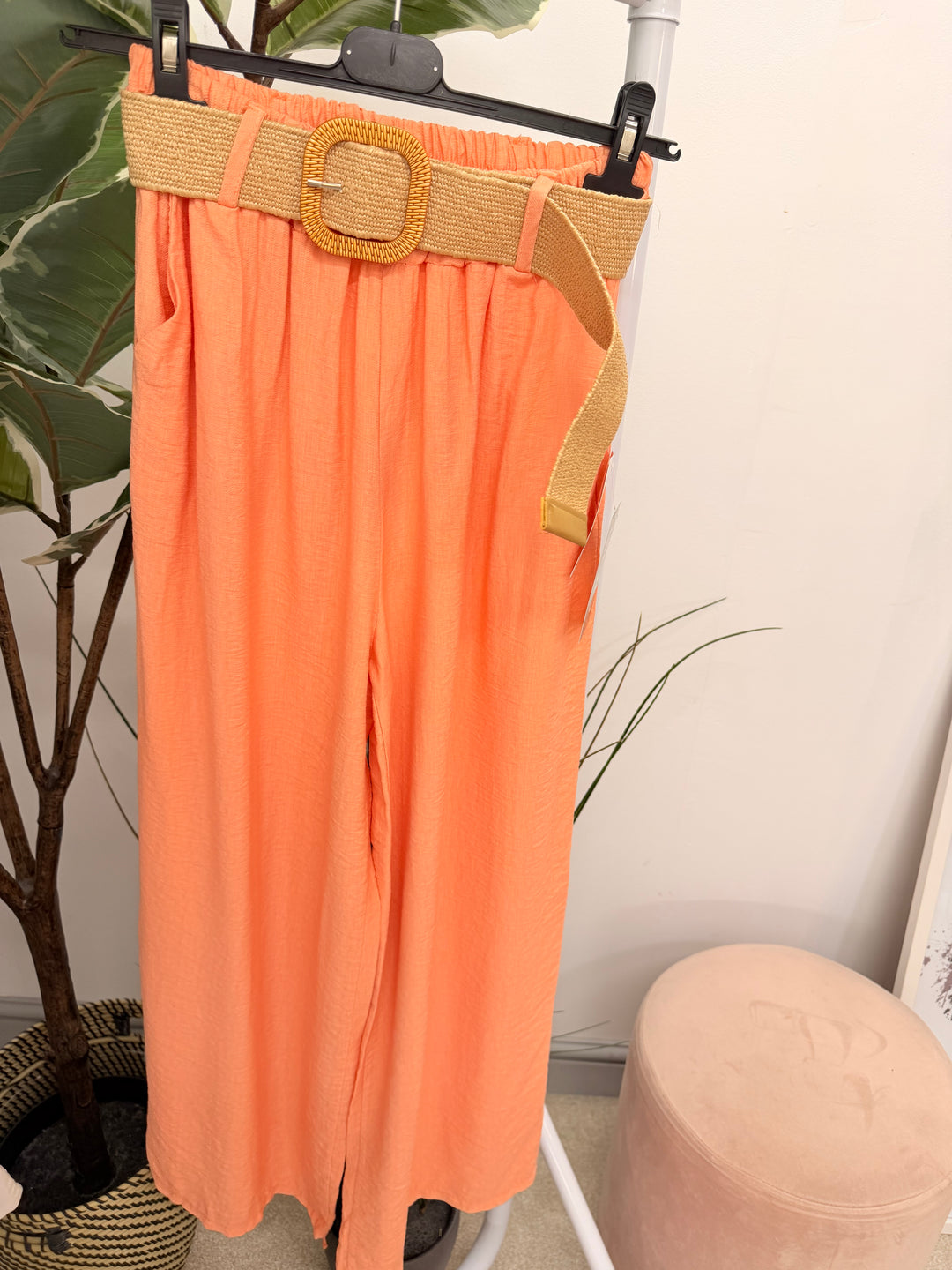 Ladies Fashion Wide Leg Trousers peach
