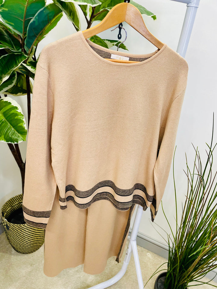 LADIES WIDE LEG KNITTED CO ORD SET - NAVY, CREAM, CAMEL & GREY