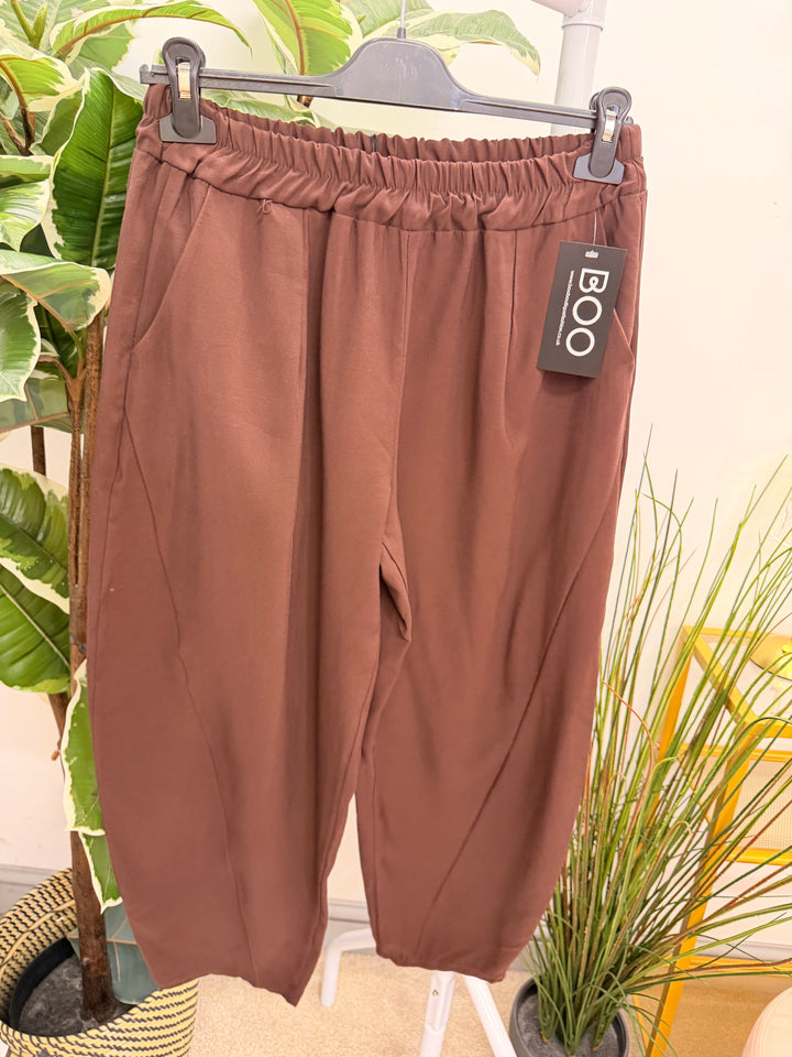Ladies Fashion Balloon Leg Trousers - Black, Beige, Mocha & Brown