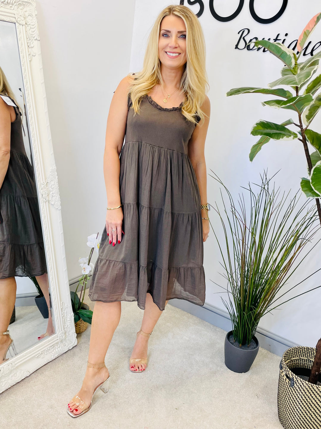 LADIES COTTON SUMMER EASY TO WEAR DRESS - YELLOW, FUSCHIA PINK, KHAKI, DARK BEIGE, BROWN, LIGHT BEIGE, WHITE, CORAL, WHITE, NAVY