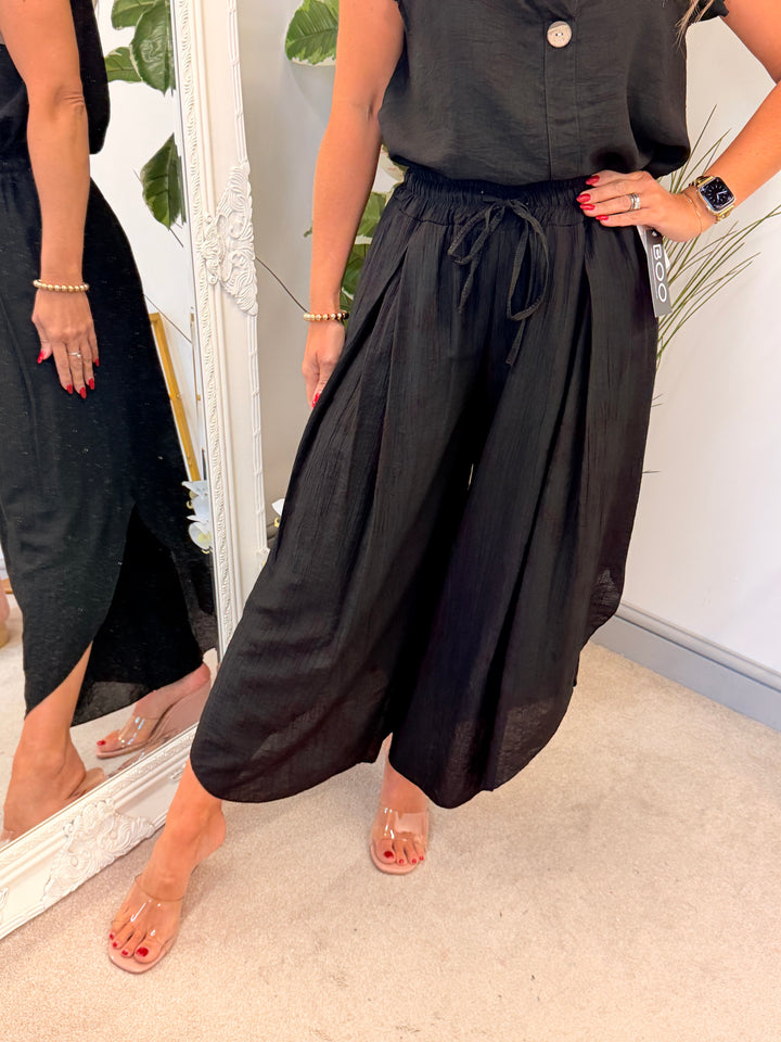 Ladies Loose Fit Harem Trousers - Black, Khaki, White, Brown, Navy & Mocha