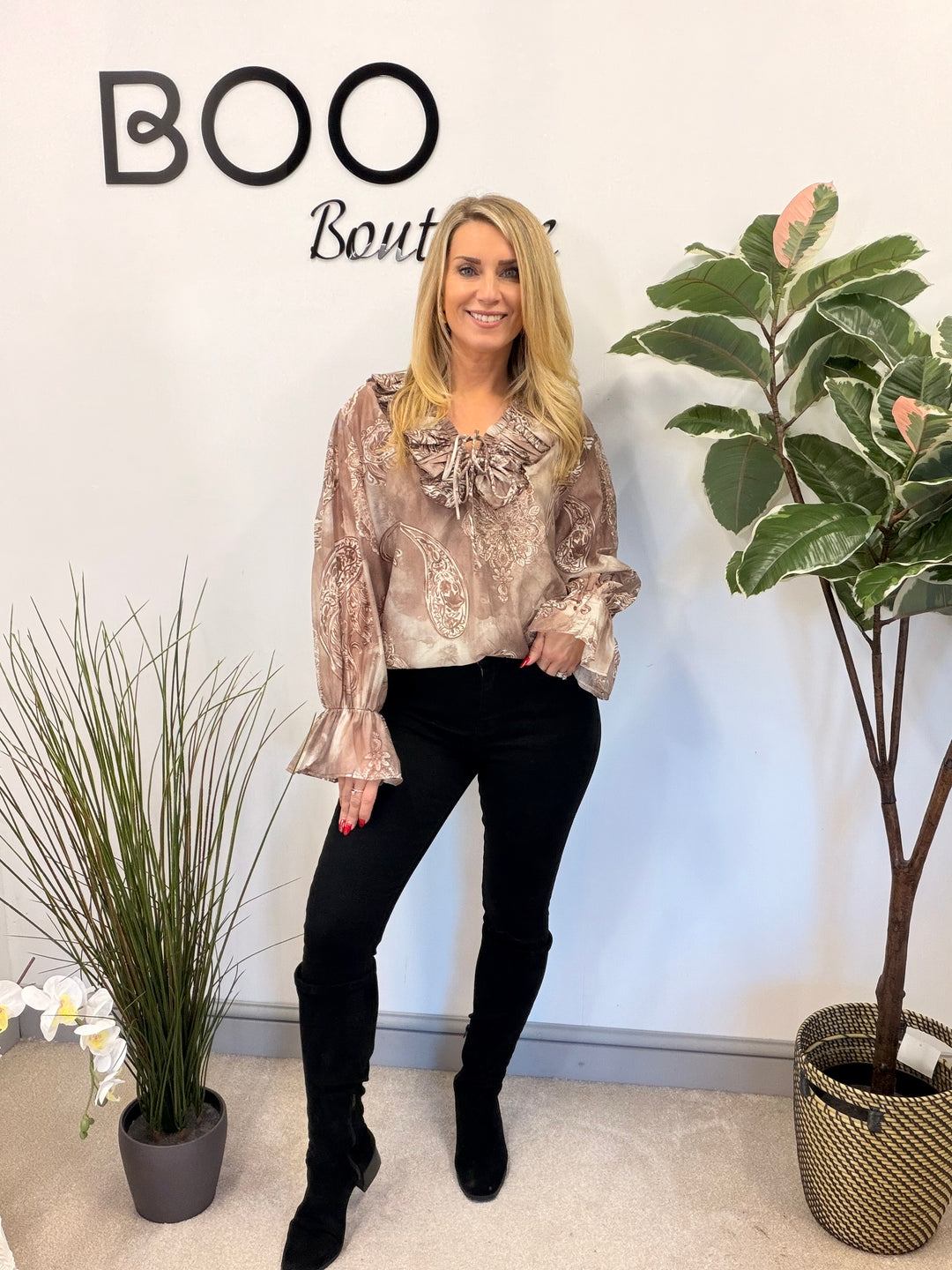 LADIES COTTON PAISLEY PRINT FLOATY BLOUSE - PINK, BEIGE, BLUE, BLACK, MOCHA