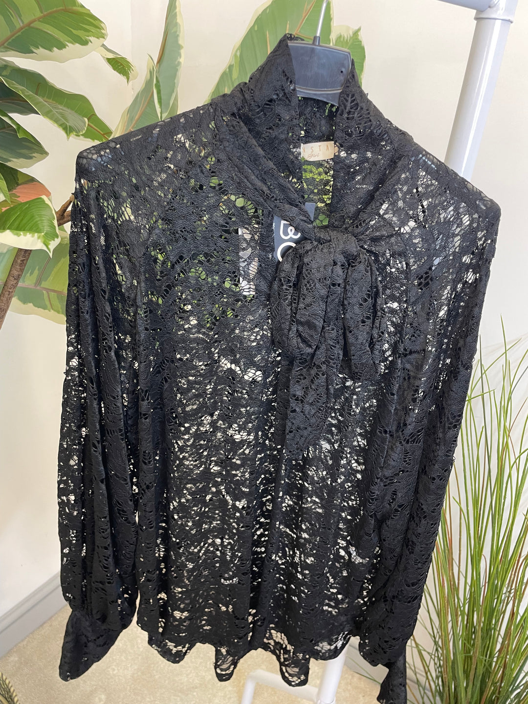 LADIES SHEER LACE BLOUSE SHIRT - WHITE, BLACK, BROWN & BERRY