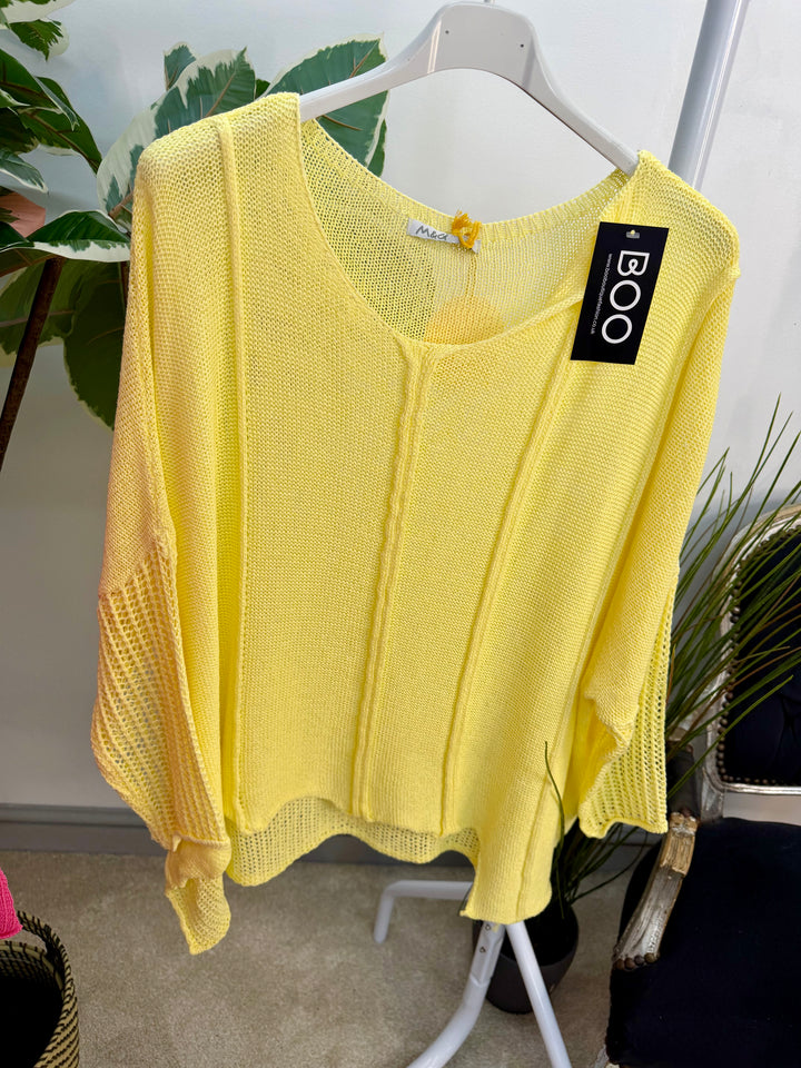 Ladies Fashion Oversize Top - yellow, beige, pink, white, fuschia and blue