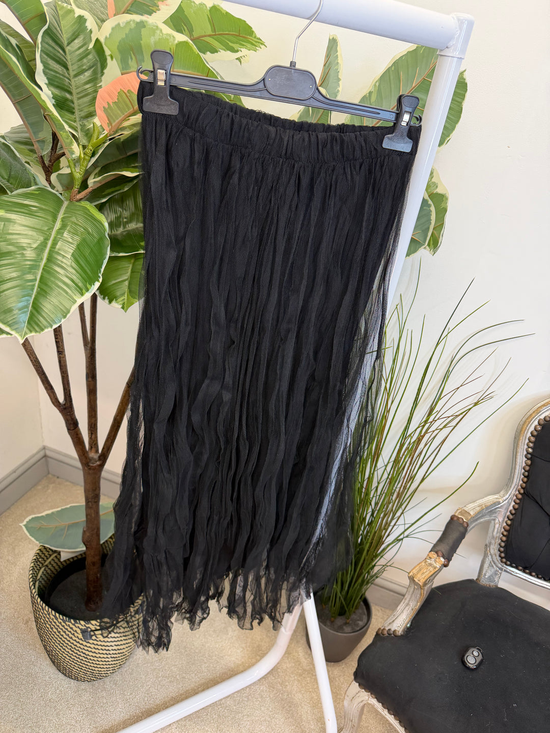 LADIES NET FAIRY MAXI SKIRT - BLACK, BERRY, KHAKI, BEIGE & PINK