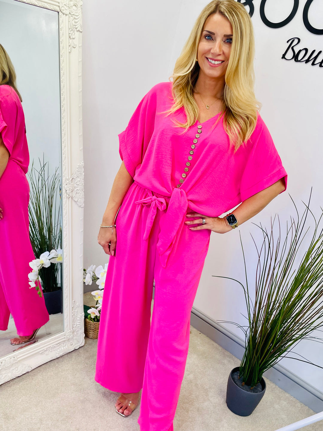 LADIES TROUSER CO ORD SET - BLACK, PINK, GREEN, BLUE, RED, ORANGE