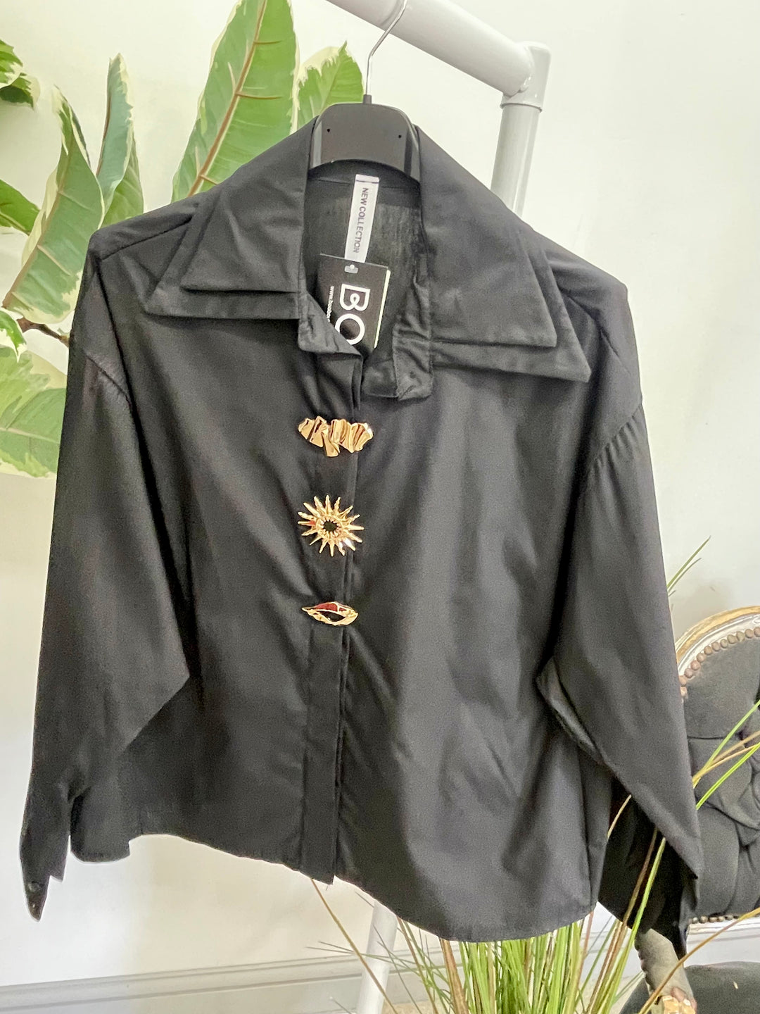 LADIES COTTON CROPPED SHIRT BLOUSE - WHITE, WINE, BROWN & BLACK