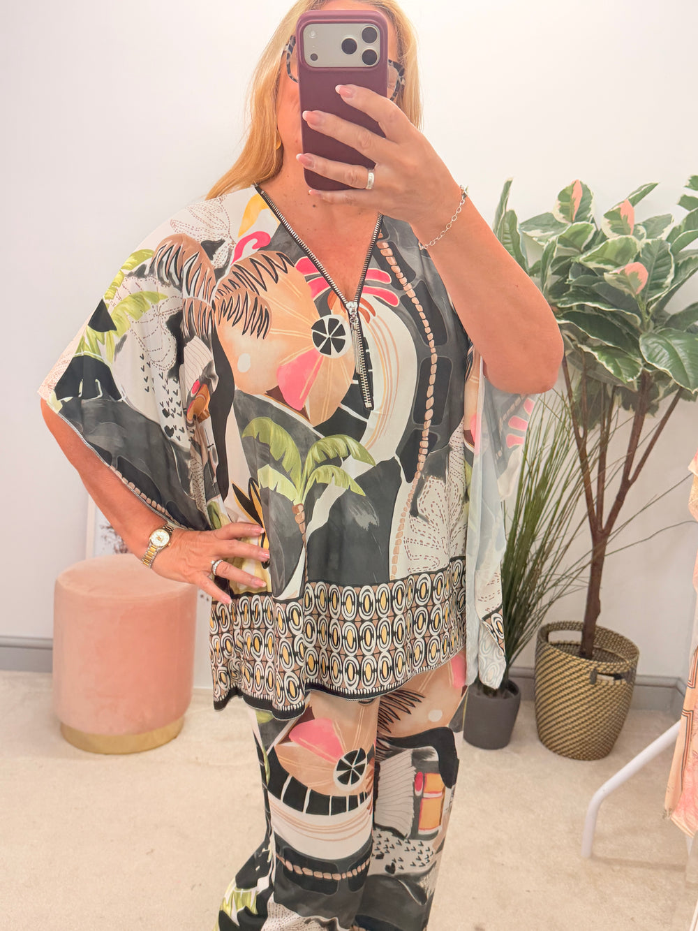 Ladies Black Fashion Wide Leg Trouser Co Ord Set