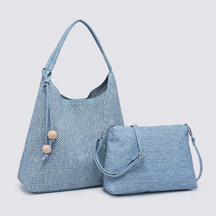 The ZOE slouch bag - blue and white