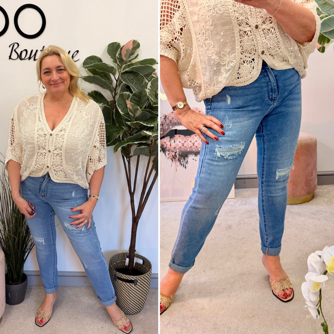 The ROXY blue distressed jeans - sizes 8 to 18