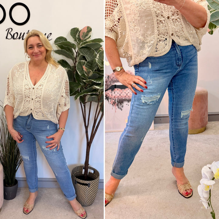 The ROXY blue distressed jeans - sizes 8 to 18