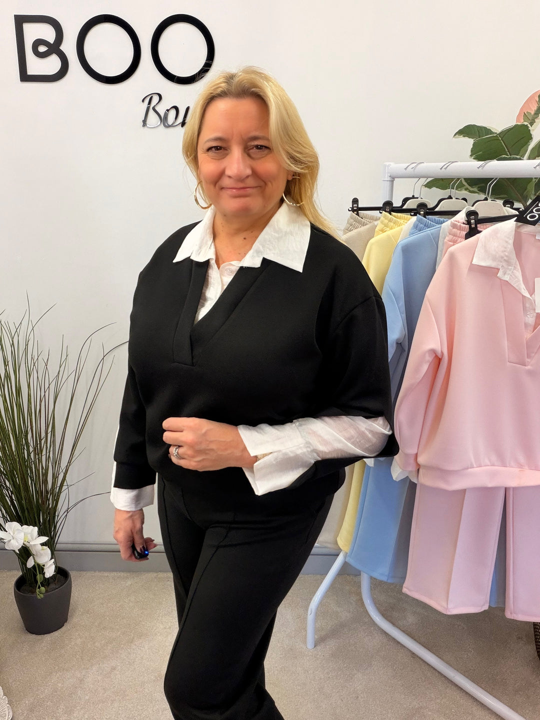 LADIES STRAIGHT LEG TROUSER CO ORD SET - LEMON, PINK, BEIGE, BLUE & BLACK