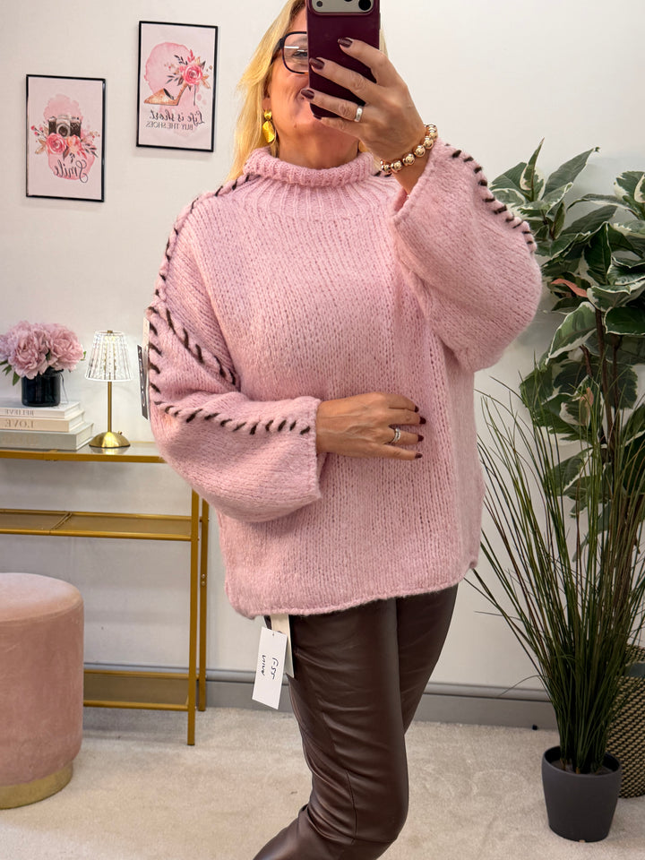 The MAURA contrast stitch thick knit jumper - 4 colours