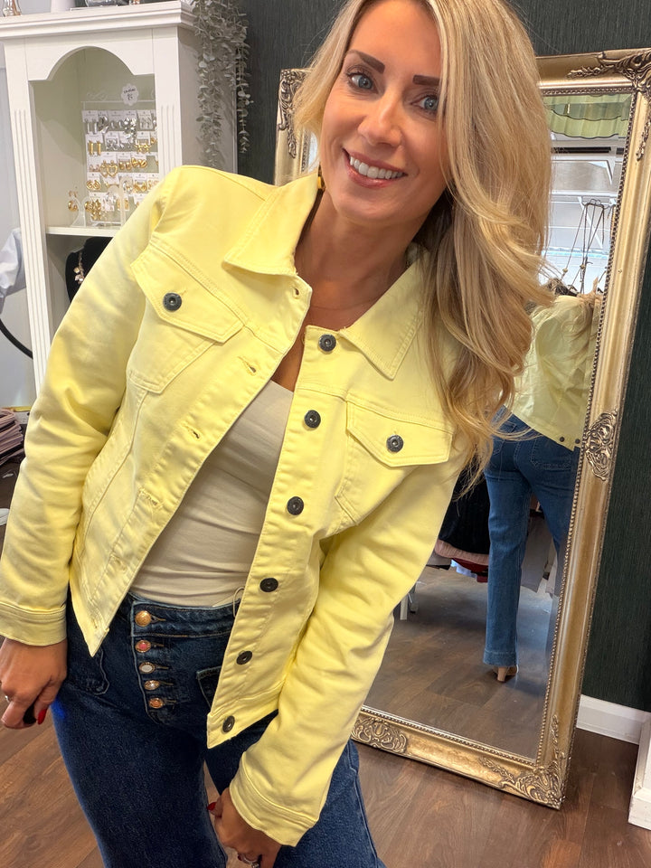 Ladies Lemon Yellow Denim Jacket