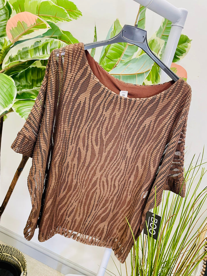LADIES BOX STYLE NET MESH TOP - WHITE, BURGUNDY, KHAKI, MOCHA, NAVY, BLACK
