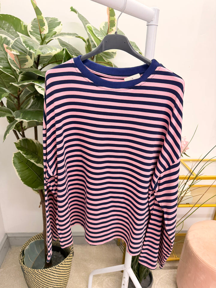 The BRONTY stripe long sleeve t shirt top - 2 colours