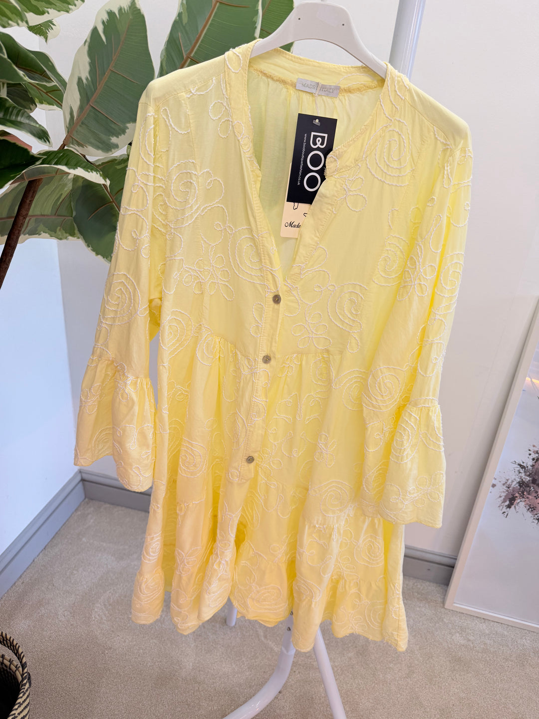 Ladies Cotton Swing Smock Summer Dress - pink, lemon, blue