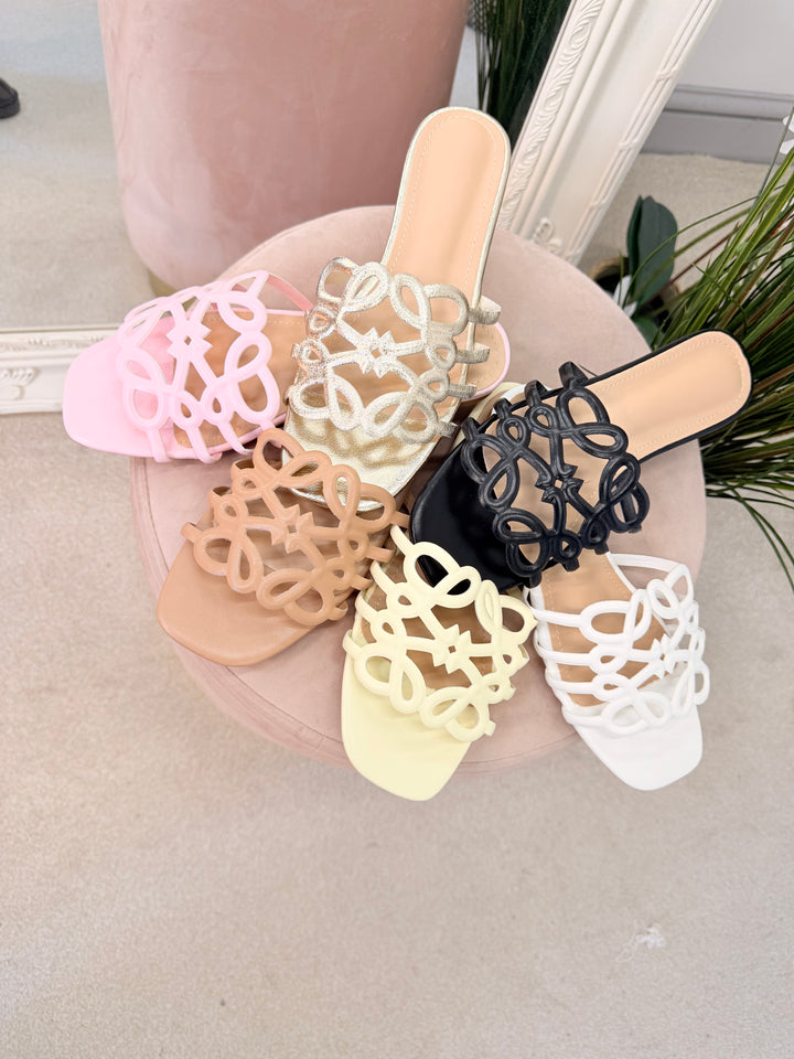 Ladies Fashion Swirl Flat Slider Sandals