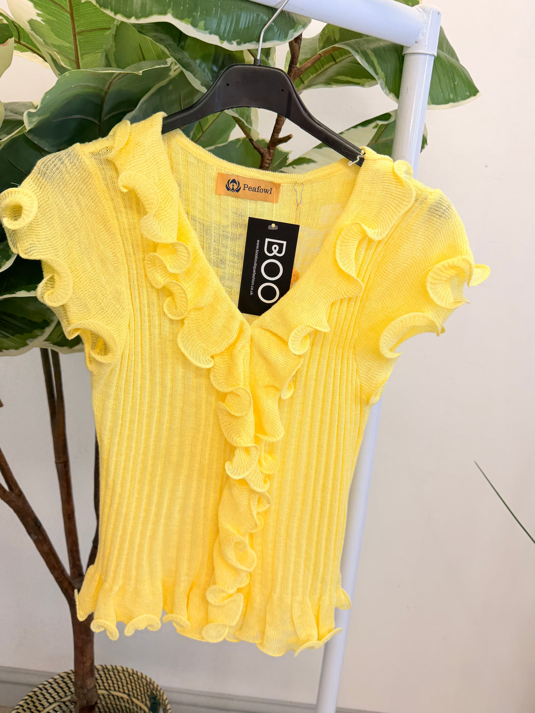 Ladies Stretch Frill Summer Top - Lemon, Black, Pink, Mint, White, Blue
