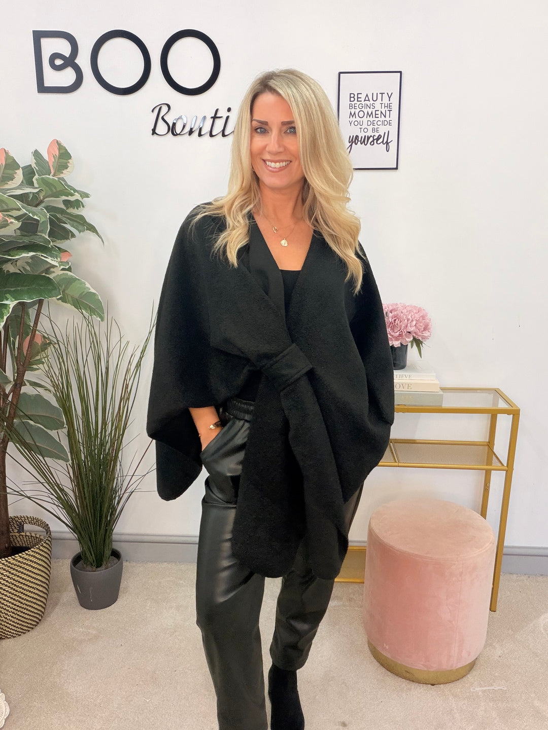Womens Wrap Cape Jacket - Black, Mocha, Brown