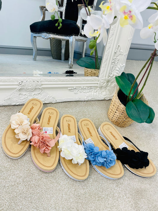 FLOWER SMALL WEDGE SANDALS ( 9348 ) - 5 colours