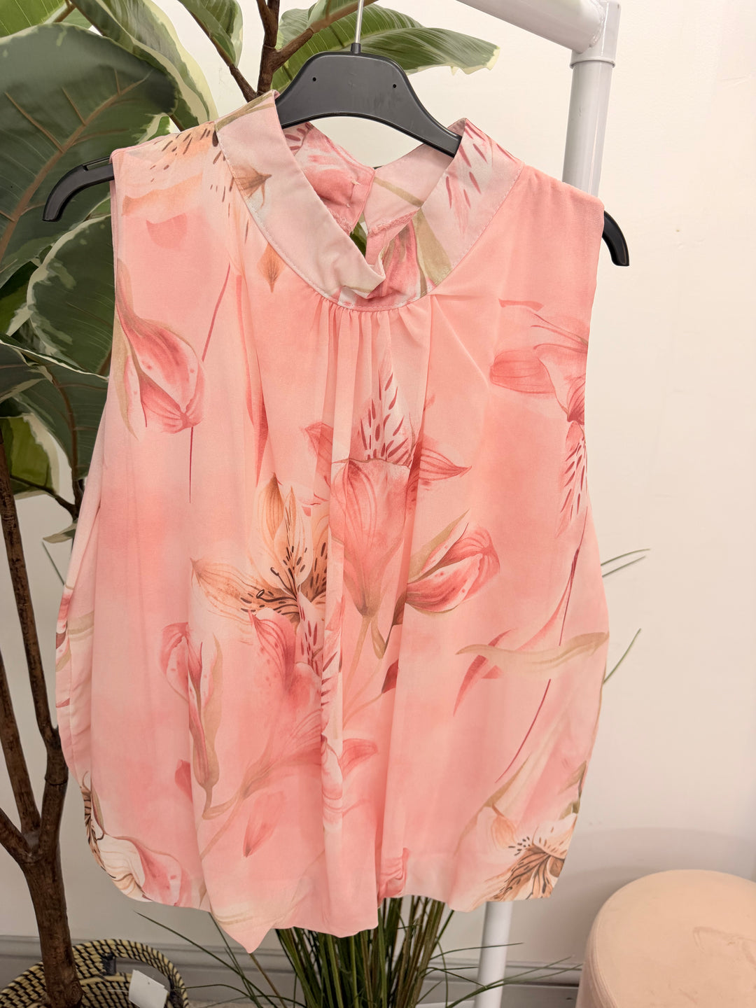 Ladies Fashion Chiffon Sleeveless Summer Top - Pink, Navy, Lemon & Blue
