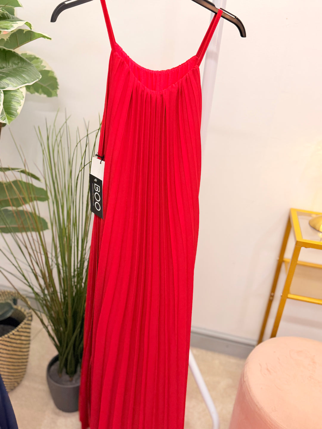 Ladies Chiffon Pleated Summer Maxi Dress - Red, Pink, Navy & White