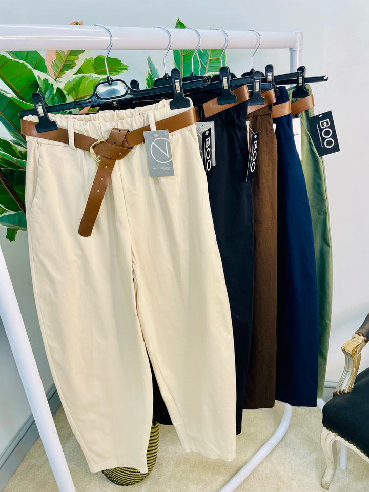 LADIES BALLOON LEG MAGIC TROUSERS - BLACK, NAVY, BEIGE, BROWN & KHAKI