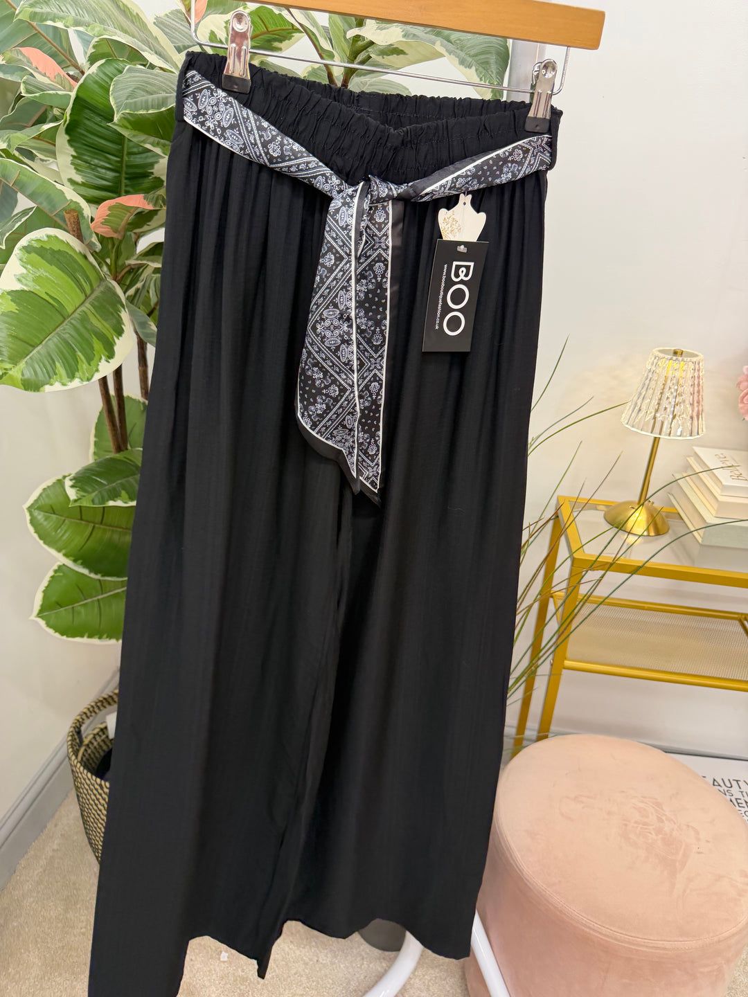 Ladies Wide Leg Trousers - Black, Pink, White, Khaki, Blue, Mocha, Beige