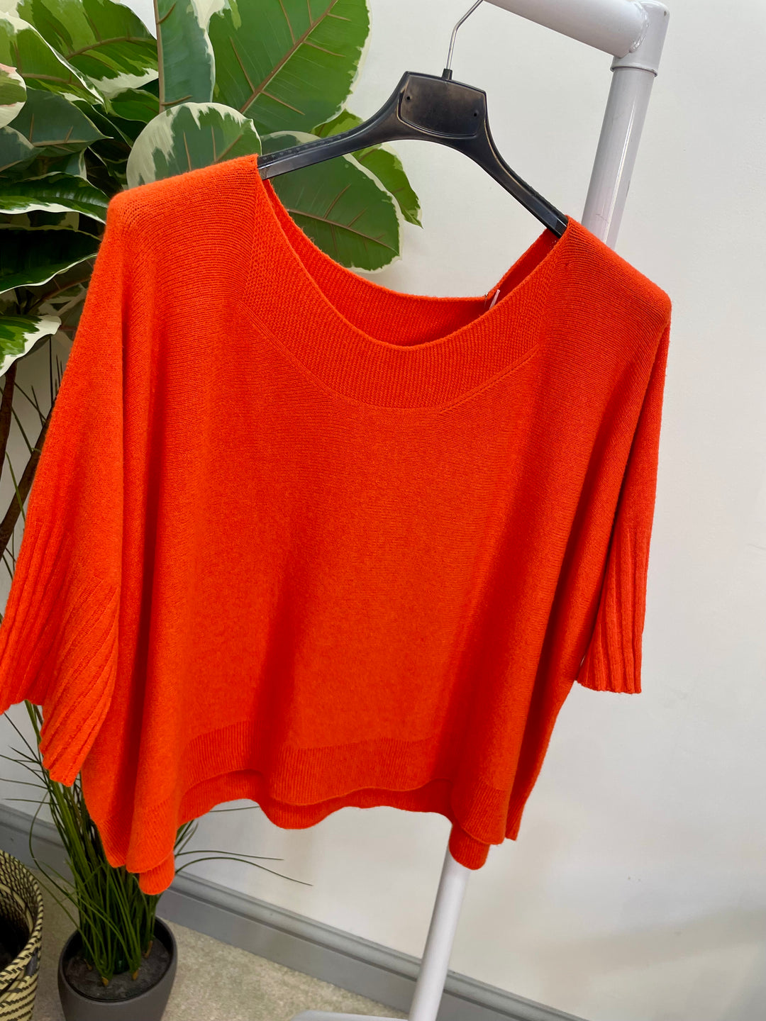 LADIES LOOSE FIT SHORT SLEEVE JUMPER - BROWN, WHITE, ORANGE, PINK, BLACK, BEIGE