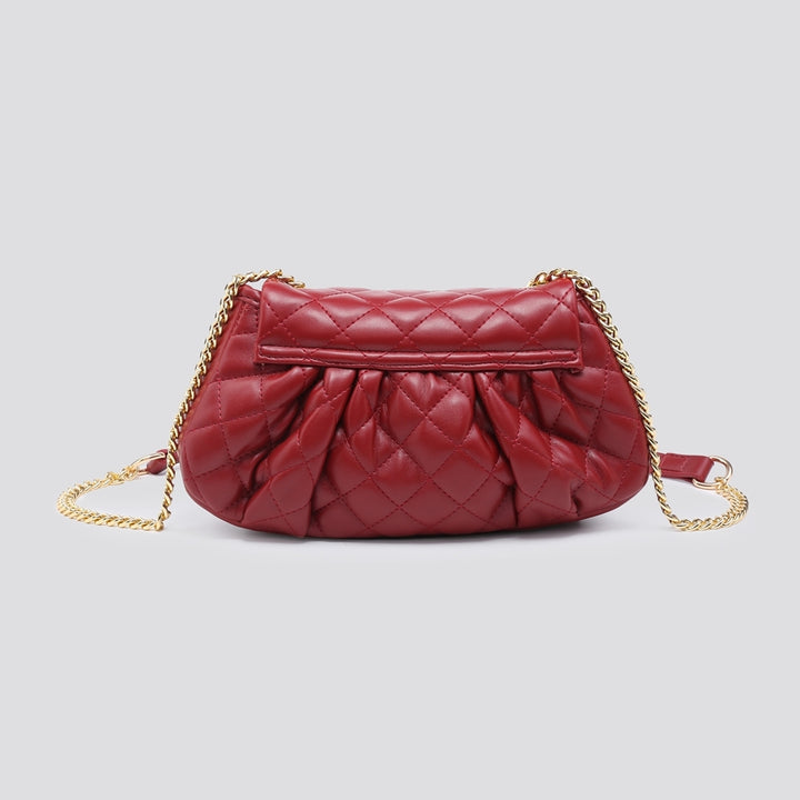 LADIES FASHION QUILTED INSPIRED SHOULDER BAG - BLACK & RED