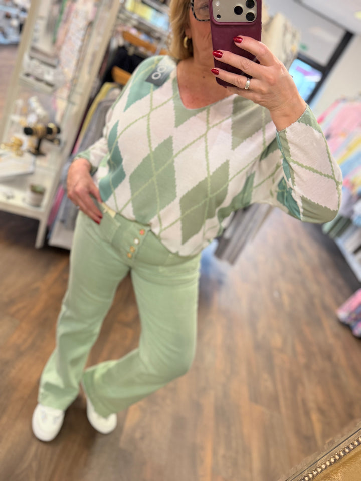 The TRACEY sage denim wide leg jeans - size 6 to 14