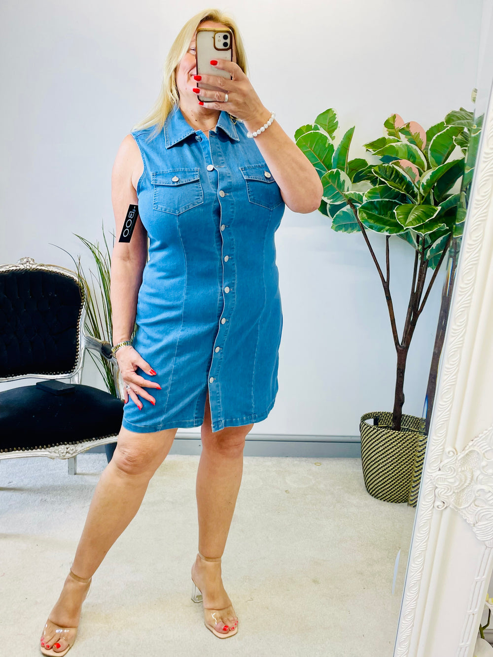 LADIES DENIM SHIRT SHIFT SUMMER DRESS