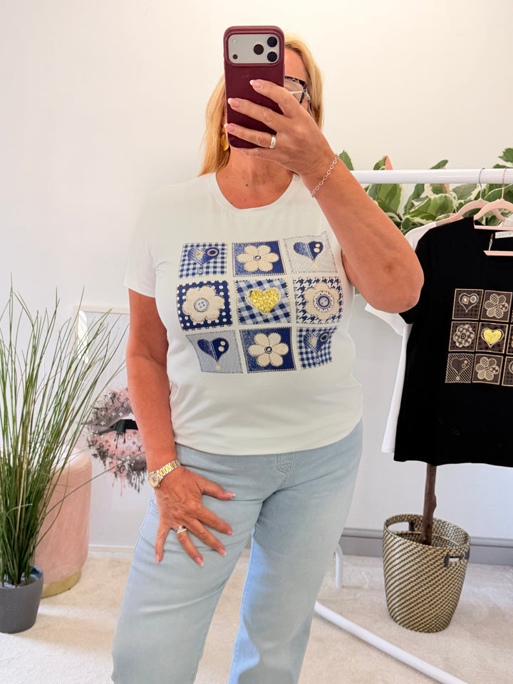 Ladies Fashion Summer T Tee Shirt - black & white