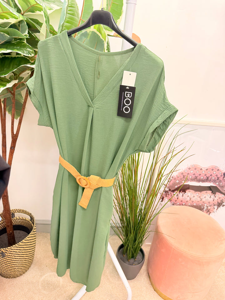 Ladies Fashion Casual Midi Dress khaki