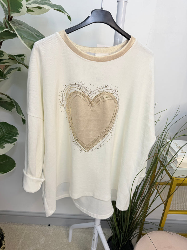 The WENDY cord oversize heart motif top - 4 colours